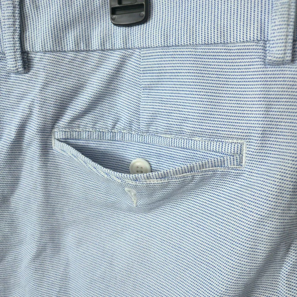 Old Navy Ultimate Slim Chino Shorts Mens 40 Blue White Micro Stripe Cotton